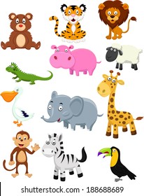 Wild animal cartoon collection set