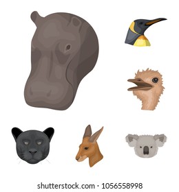 Wild animal cartoon icons in set collection for design. Mammal and bird vector symbol stock web illustration.