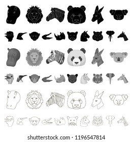 Wild animal cartoon icons in set collection for design. Mammal and bird vector symbol stock web illustration.