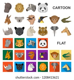 Wild animal cartoon icons in set collection for design. Mammal and bird vector symbol stock web illustration.