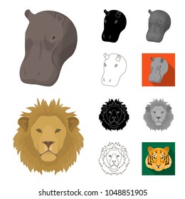 Wild animal cartoon,black,flat,monochrome,outline icons in set collection for design. Mammal and bird vector symbol stock web illustration.