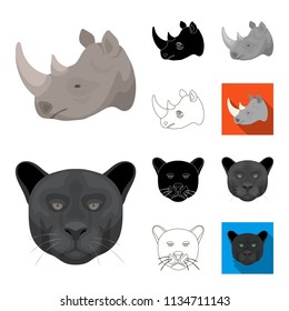 Wild animal cartoon,black,flat,monochrome,outline icons in set collection for design. Mammal and bird vector symbol stock web illustration.