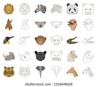 Wild animal cartoon,outline icons in set collection for design. Mammal and bird vector symbol stock web illustration.