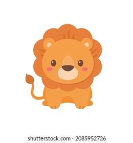 Wild animal cartoons. cute lion king vector elements for children