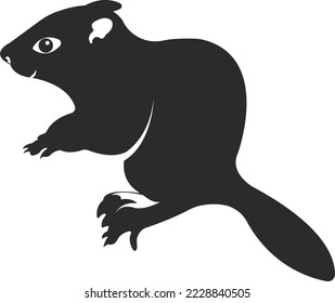 Wild animal chipmunk. Black and white silhouette of an animal. Vector illustration.