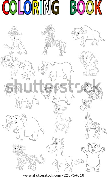 Wild Animal Coloring Book Stock Vector (Royalty Free) 223754818 ...