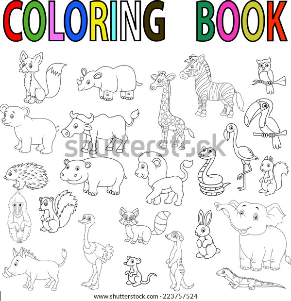 Wild Animal Coloring Book Stock Vector (Royalty Free) 223757524