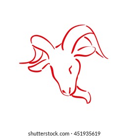 Wild animal concept represented by Goat icon. Isolated and sketch illustration