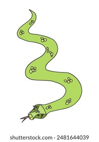 wild animal crawling snake green doodle character. vector stock image