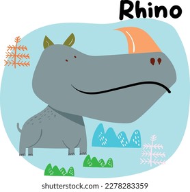wild animal in cute cartoon for children