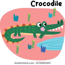 wild animal in cute cartoon for children