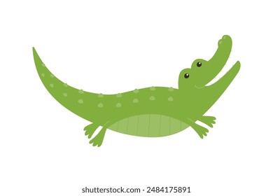 A wild animal. Cute crocodile isolated on a white background. Flat vector illustrations for children.