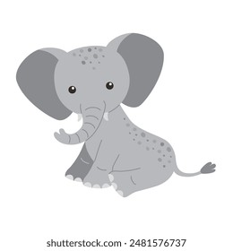 A wild animal. Cute elephant isolated on a white background. Flat vector illustrations for children.