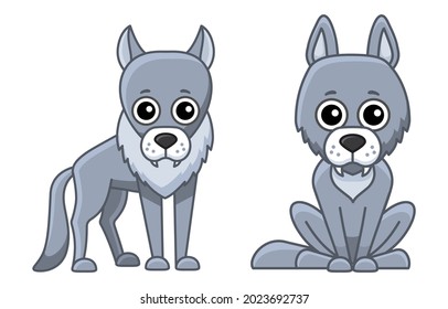 Wild animal. Cute wolfin in a cartoon style