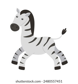 A wild animal. Cute zebra isolated on a white background. Flat vector illustrations for children.