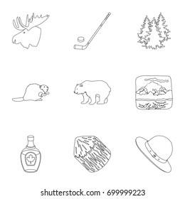 Wild animal, deer, horns and other Canada elements. Canada set collection icons in outline style vector symbol stock illustration web.