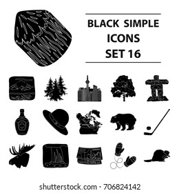 Wild animal, deer, horns and other Canada elements. Canada set collection icons in black style vector symbol stock illustration web.