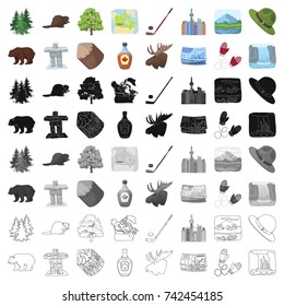 Wild animal, deer, horns and other Canada elements. Canada set collection icons in cartoon style vector symbol stock illustration web.