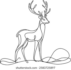 Wild animal Deer line art illustration 