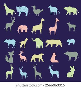 wild animal design element collection