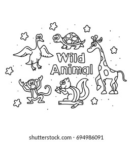 Wild animal doodle set