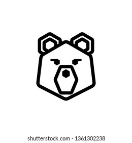 Wild animal education with bear reading yellow book. Outline logo Illustration in white background