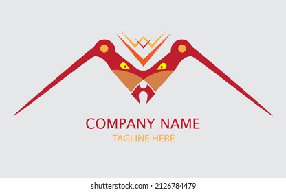 Wild animal face logo, aggressive face of wild animal abstract vector design with warm colors 