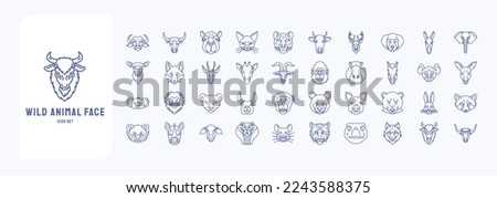 Wild Animal Faces vector icon collection