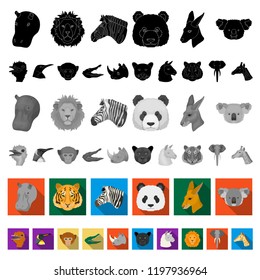 Wild animal flat icons in set collection for design. Mammal and bird vector symbol stock web illustration.