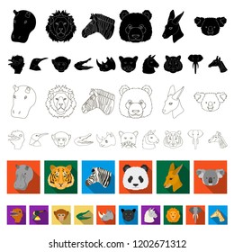 Wild animal flat icons in set collection for design. Mammal and bird vector symbol stock web illustration.