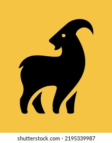 wild animal flat theme vector made with simple lines and curves in yellow background
