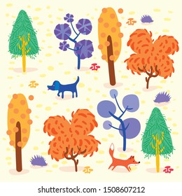 Wild Animal in Forest Child Graphic Illustration