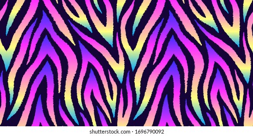 Wild animal fur inspired seamless pattern. Colorful gradient vector background.