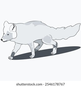 wild animal, furry scribe, grey-wnit, side view, standing on four legs.