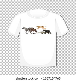 Wild animal group design on t-shirt isolated on transparent background illustration