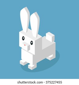 Wild animal hare, rabbit isometric 3d