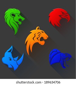 Wild Animal Head Tribal Symbol Flat Design