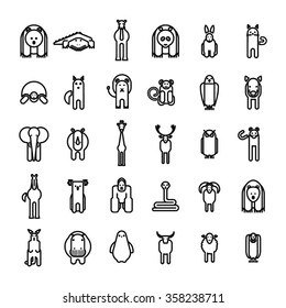 Wild animal icons set on white background/ Animals Vector illustration / Simple Design Animals