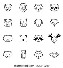 wild animal icons set vector illustration