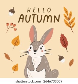 Wild animal isolated, autumn cute forest animal, kids vector, design for posters, stickers, banners