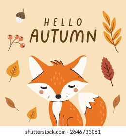 Wild animal isolated, autumn cute forest animal, kids vector, design for posters, stickers, banners
