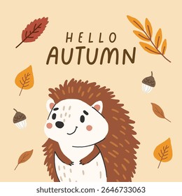 Wild animal isolated, autumn cute forest animal, kids vector, design for posters, stickers, banners