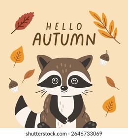Wild animal isolated, autumn cute forest animal, kids vector, design for posters, stickers, banners