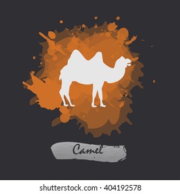 Wild animal isolated on a watercolor splash camel