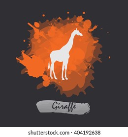 Wild animal isolated on a watercolor splash giraffe