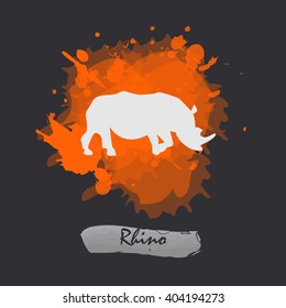 Wild animal isolated on a watercolor rhino