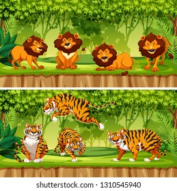 Wild animal in the jungle illustration