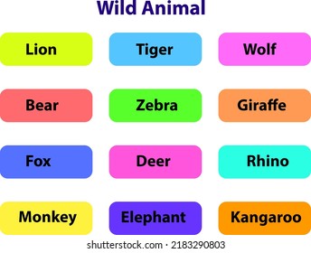 Wild Animal list for kindergarten, Online learning concept, creative concept, vector illustration