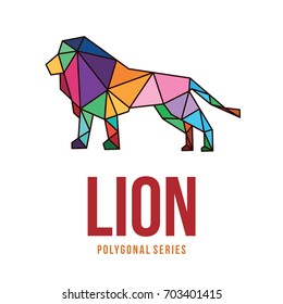 WILD ANIMAL LOGO ICON SYMBOL TRIANGLE GEOMETRIC LION BIG CAT POLYGON