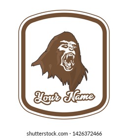 wild animal logo template ,angry wild monster ,ready to fight ,screaming, manly and strong,with brown color